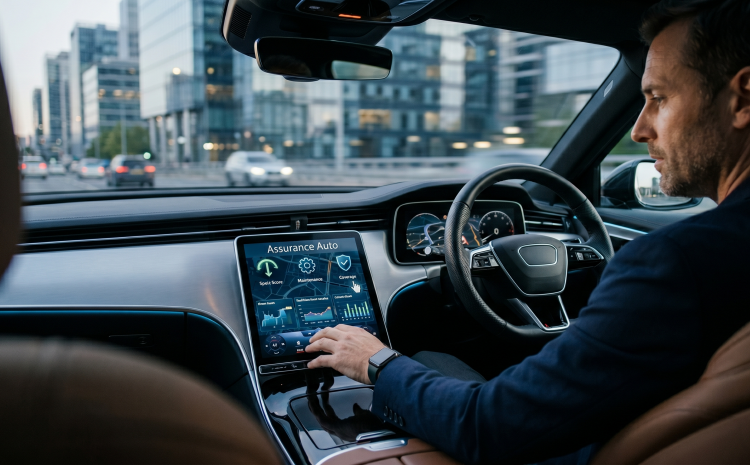 Un conducteur configure son tarif assurance auto depuis son véhicule.